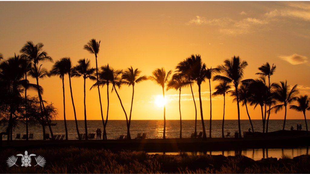 Sunset in a Kailua-Kona Beach with Soraya Letournel's Logo