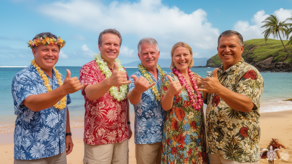 Locals doing the Shaka Hand Gesture